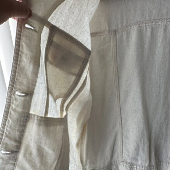Urban Outfitters Linen Rayon Collared Classic Button-Down Jacket Off-White Large - Picture 12 of 14